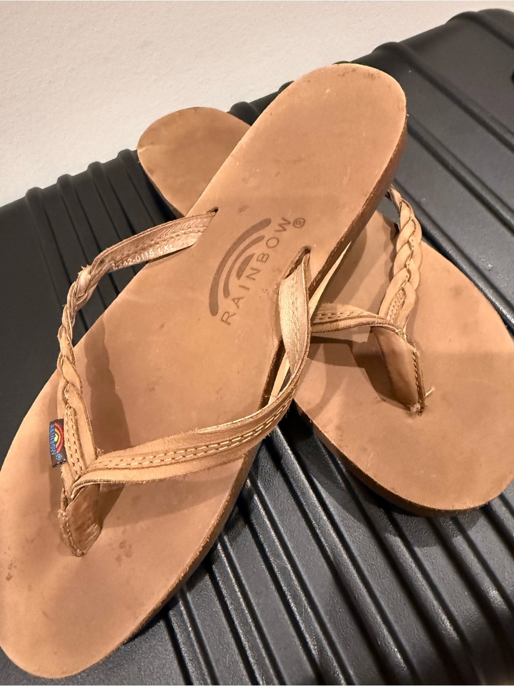 Rainbow Braided Leather Thong Sandals - Brown - Picture 4 of 4